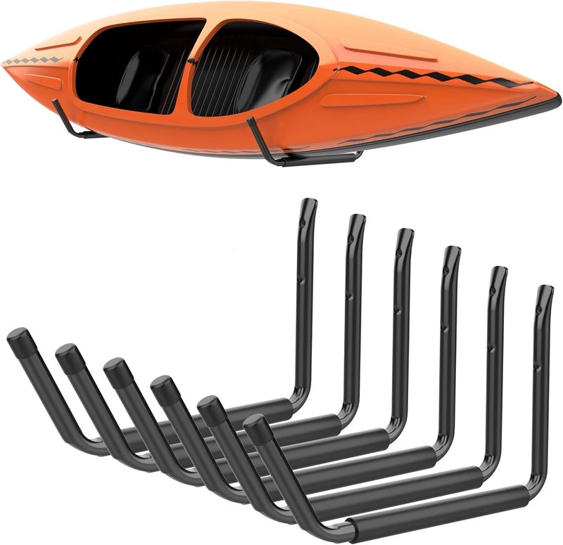 TORACK Kayak Storage Rack, Kayak Wall Mount for Garage Indoor/Outdoor Lightweight Kayaks Holders for Surfboards, Skis, Snowboards, Paddle Boards Holds Up to 50 lbs(Pack of 6) - Image 1